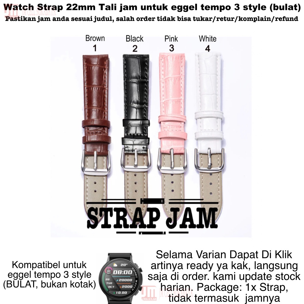 Crocodile Watch Strap Eggel Tempo 3 Style Bulat - Tali Jam Tangan 22mm Leather Kulit