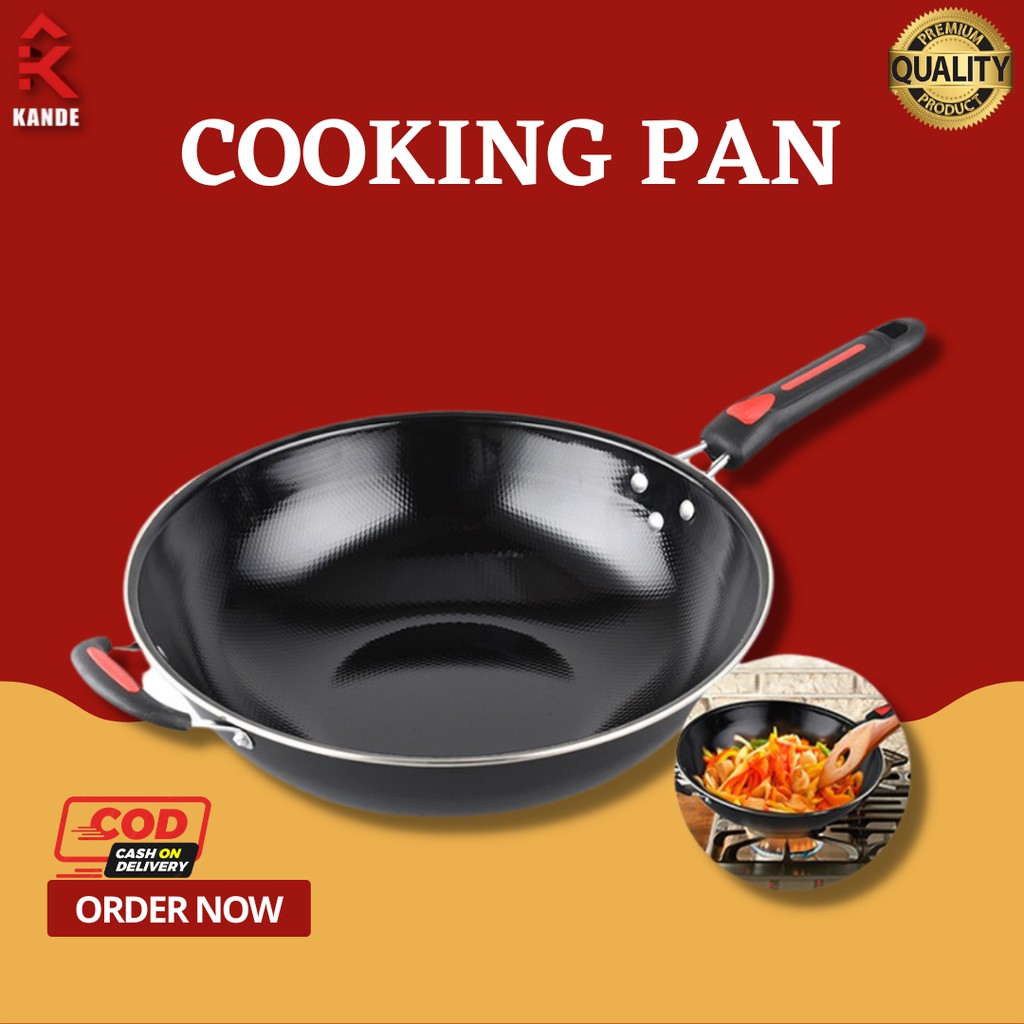 WAJAN PENGGORENGAN / WAJAN TEFLON GAGANG MERAH 32CM