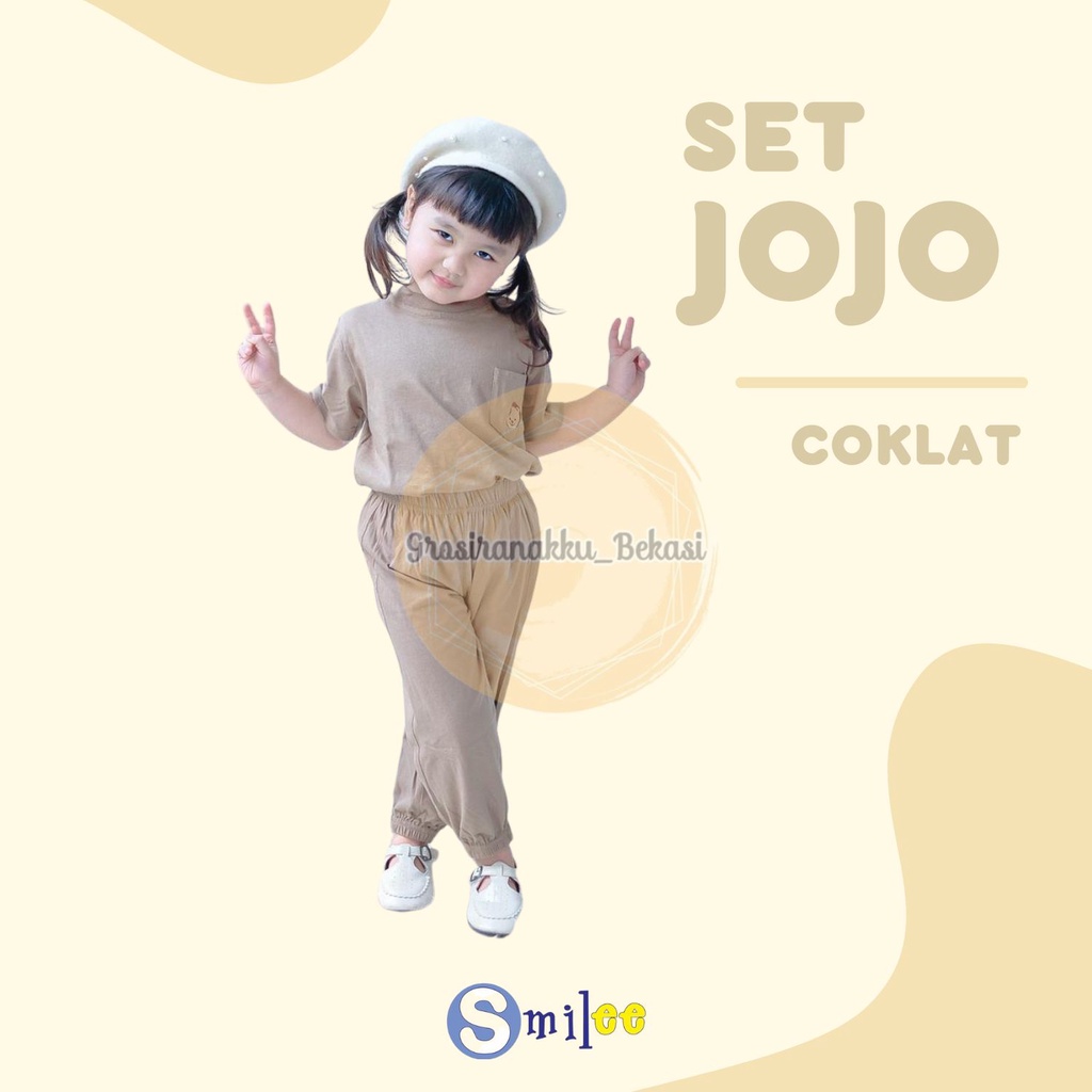 Setelan Anak Unisex Smilee Jojo Warna Coklat  Size 1-5Thn