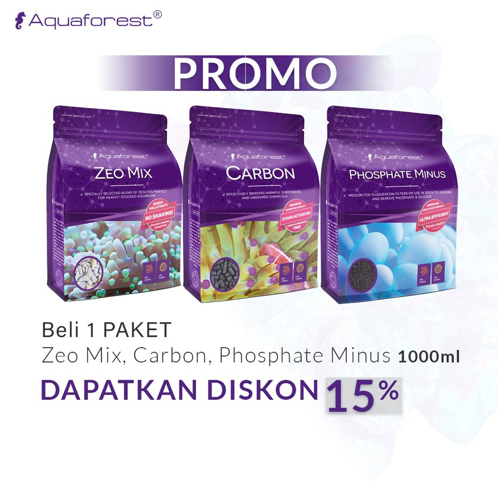 Aquaforest Filtration ZeoMix,Carbon,Phosphate Minus) 1000ML hemat 15%