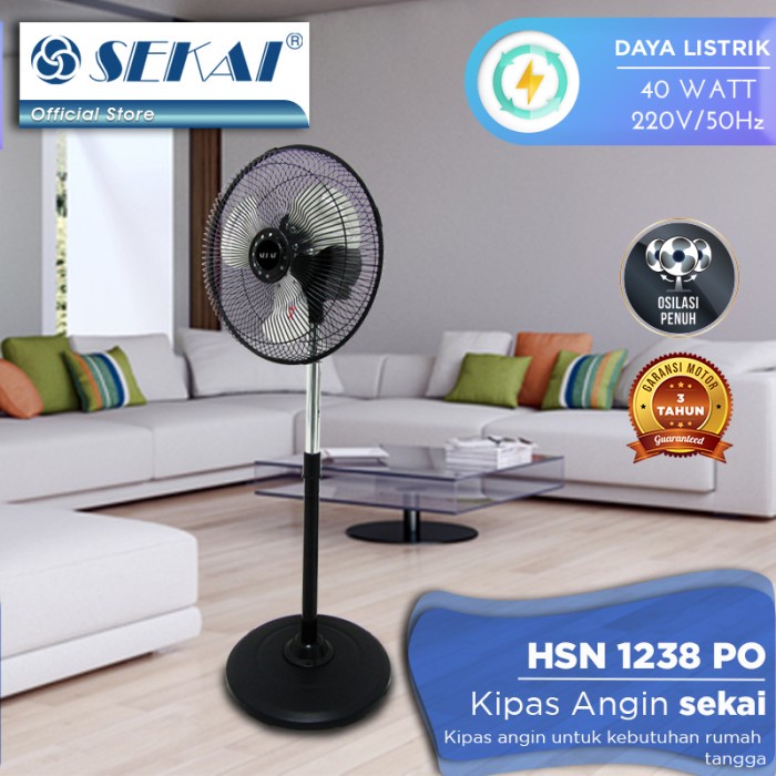 SEKAI Metal Stand Fan HSN1238PO Kipas Angin 12 Inch HSN 1238 PO