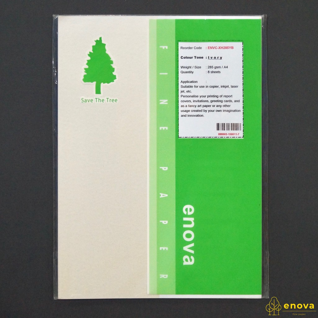 

Fancy Art Paper ENOVA | Ivory | A4 285GSM (Putih Metalik)