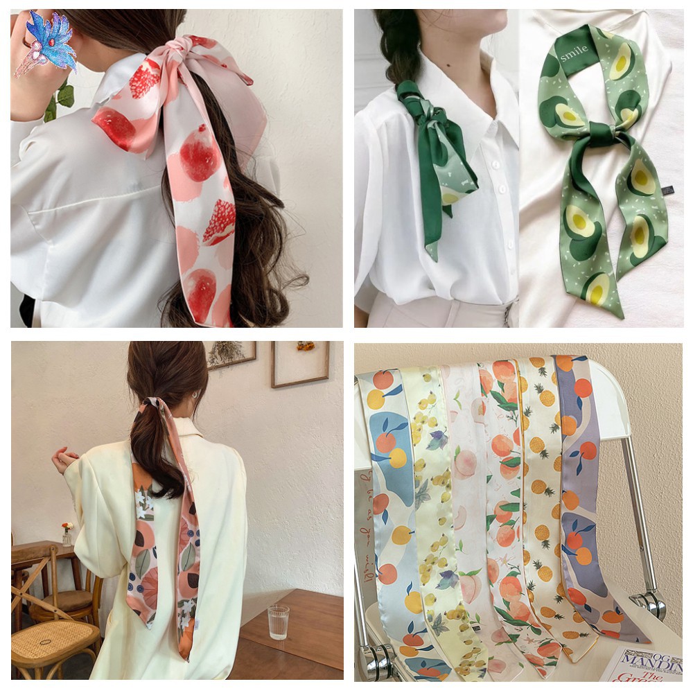 BRGUNIK Mini Scarf Twilly, Scarf Leher, Scarf Tas, Bahan High Grade Silk Immitation Korea R371