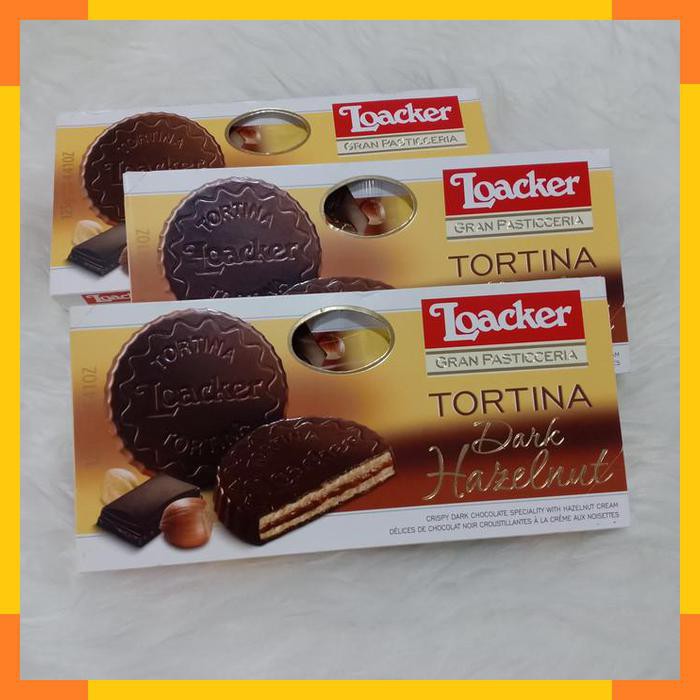 

Loacker Tortina Dark Hazelnut Chocolate Wafer Biscuit Snack