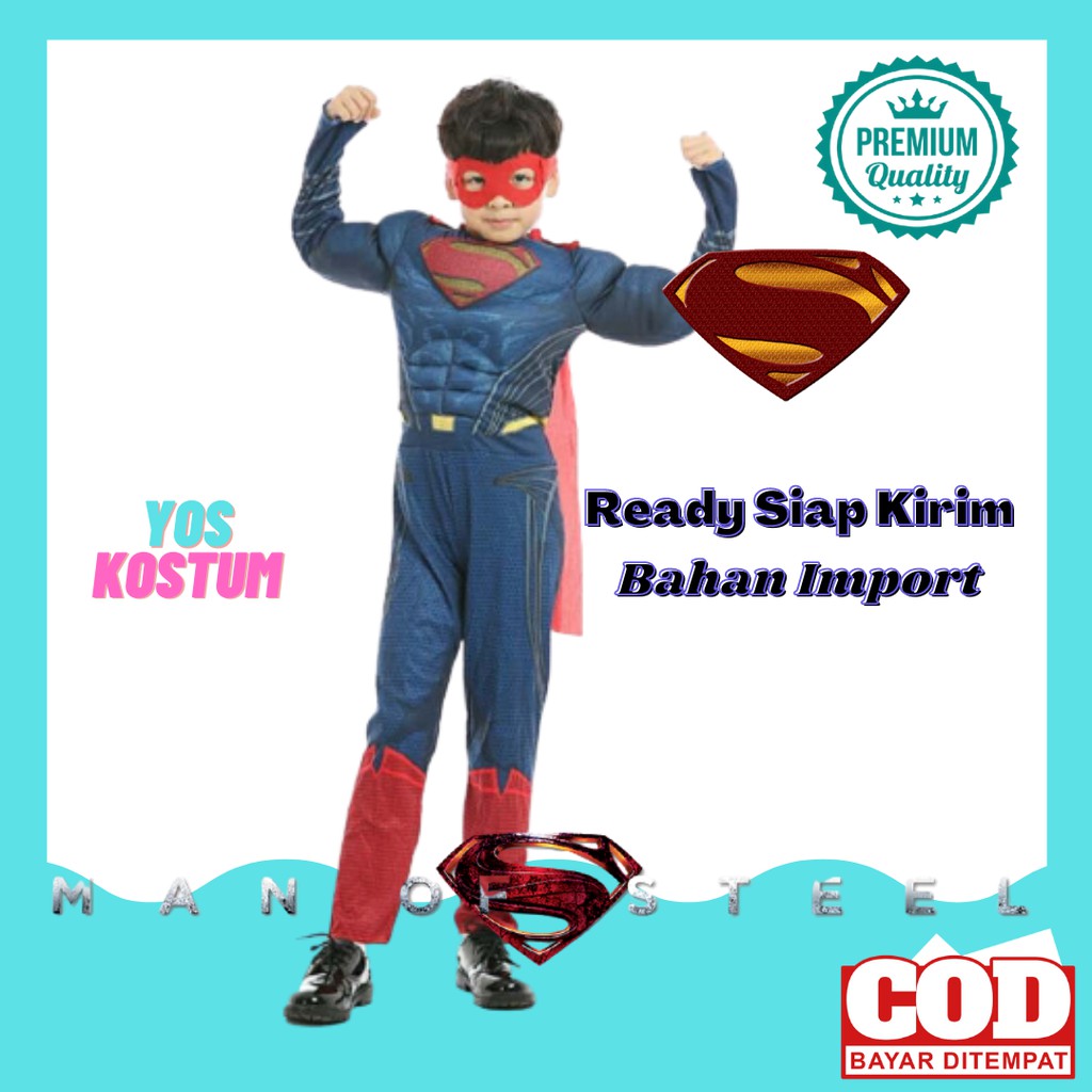 Kostum Anak Superman Import Cosplay Ultah Baju Karakter Busa Otot Jumpsuit Superhero Laki Laki