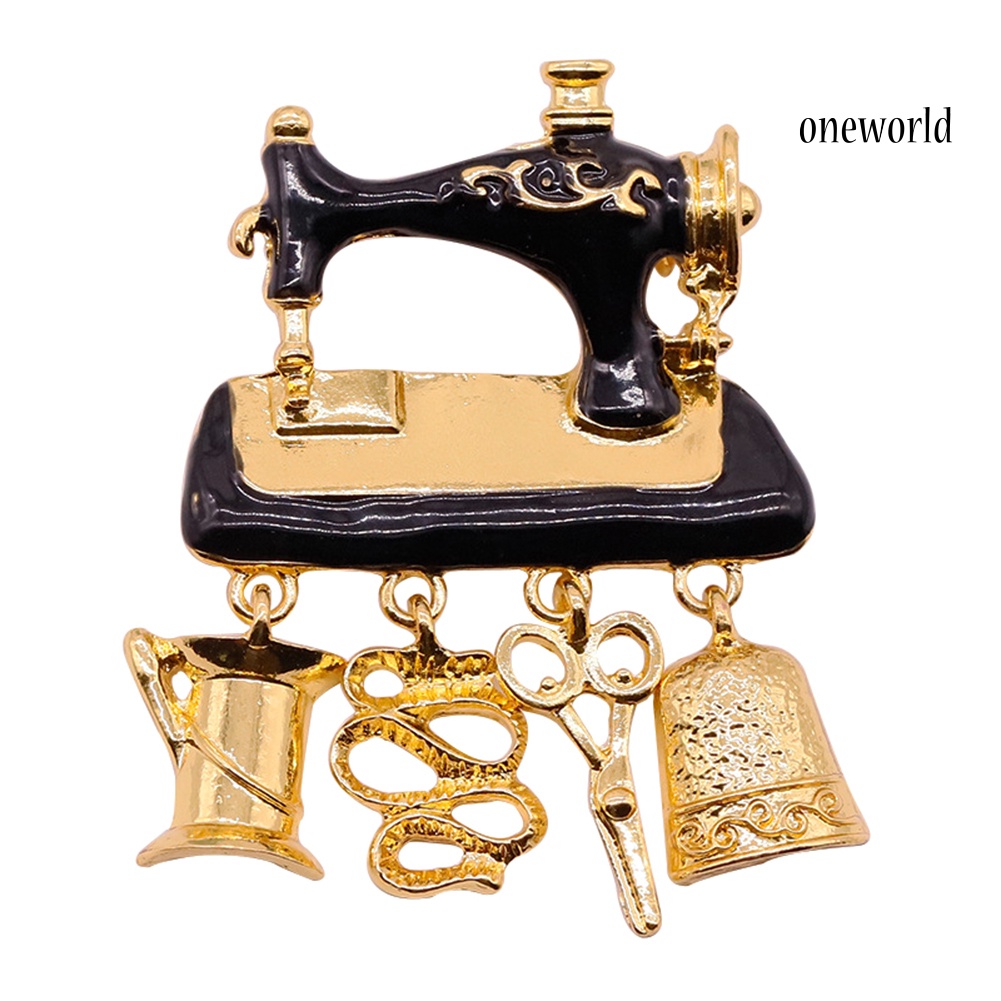 OW@ Women Vintage Sewing Machine Brooch Pin Shirt Sweater Neck Clip Backpack Badge