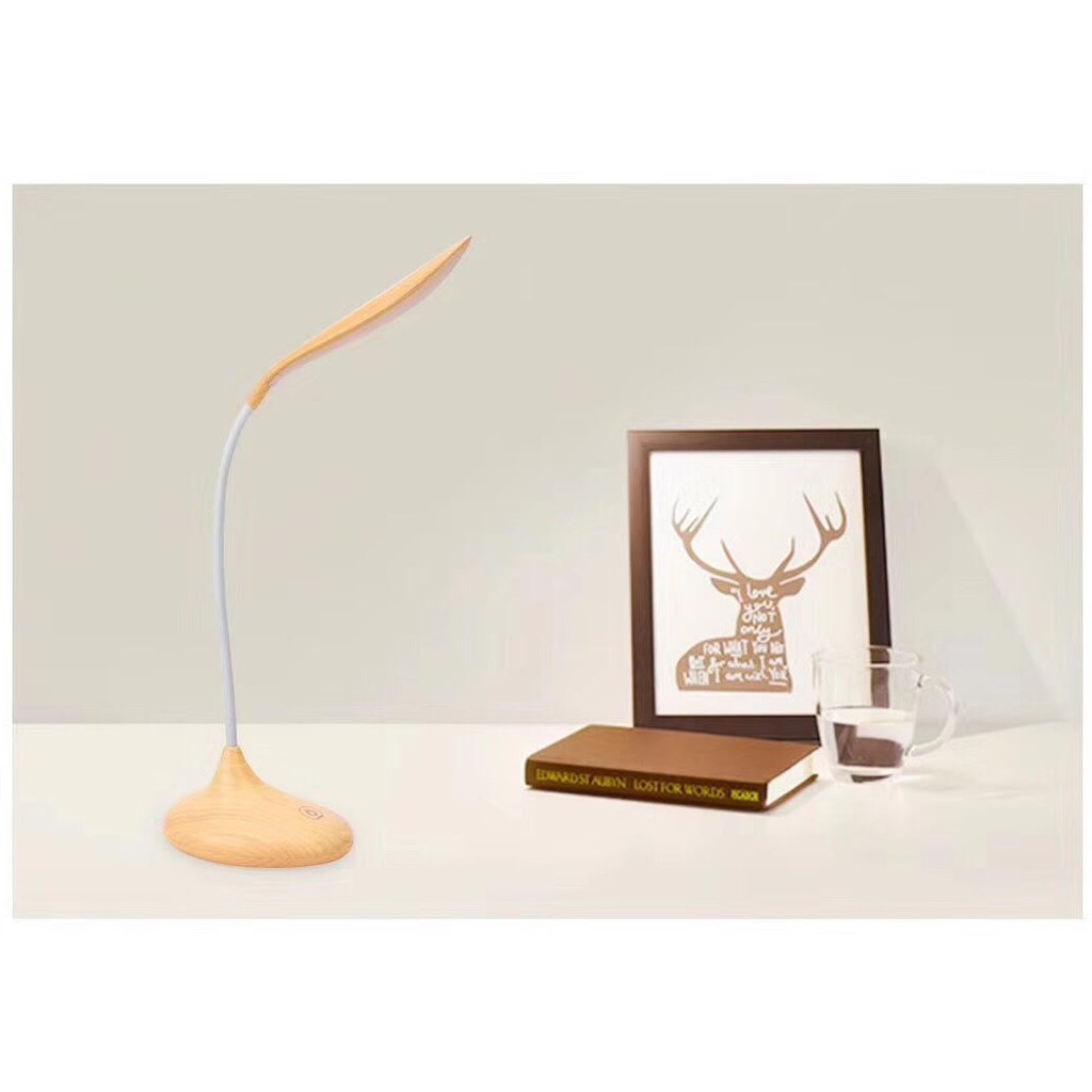 Lampu meja LED Flexible Rechargeable Motif kayu -Desk lamp wood style - lampu kamar tidur belajar