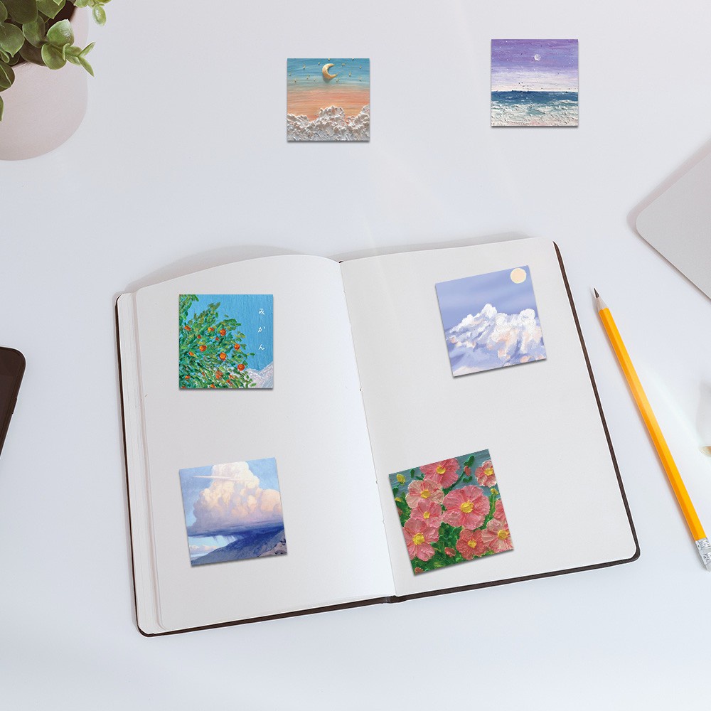 56Pcs Instagram Super Fire Sky Clouds Retro Oil Painting Stickers DIY Graffiti Notebook Scrapbook Stickers Cute Stationery