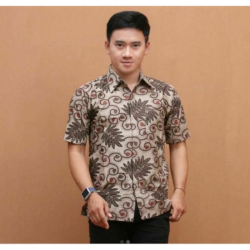 tey-17 Batik wanita ASJ SA HRB026 Kenongo Kemeja Tosca Pendek-cespet