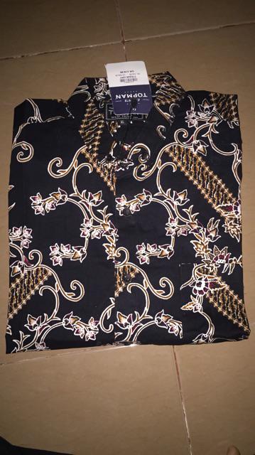 Freypv 7406 Slimfit Long Batik Black Yellow Floral M-xl Kemeja Batik