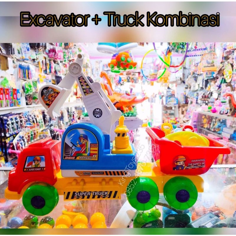 Mainan Anak Mobil Mobilan Truck Excavator Exa Truk Exca Exavator Panjang Cetakan Pasir Besar