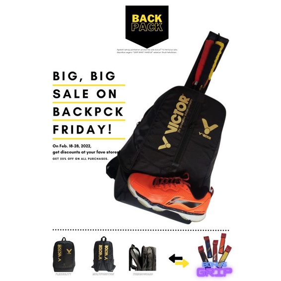 TAS RANSEL BADMINTON VIKTOR MURAH / TAS OLAHRAGA RAKET / TAS RAKET BULU TANGKIS / TAS OLAHRAGA TERLA
