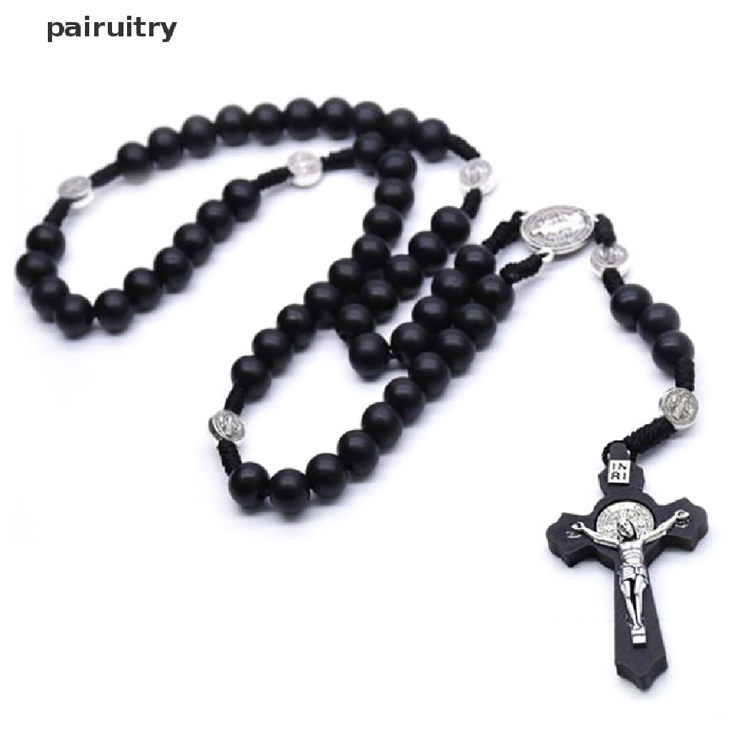 Prt Kalung Rosario Desain Manikmaniksalib Yesus Warna Hitam Gaya Antik Untuk Priawanita