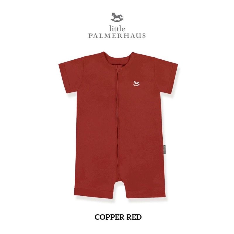 Little Palmerhaus Zippy Playsuit  Baju Pakaian Harian Bayi Bodysuit Jumpsuit Jumsuit Jamsuit Jamper Jumper Romper Zipper Lengan Pendek Buka Kaki Anak Bayi Laki Laki Perempuan Cowok Cewek New Born Baru Lahir 0 6 12 24 Bulan Palmerhouse-Copper Red