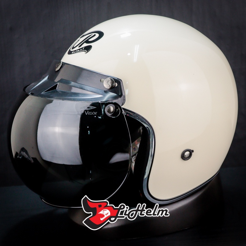 HELM JP RETRO NEW BIGIE SOLID | CREAM SCOOPY GLOSSY | CLASSIC