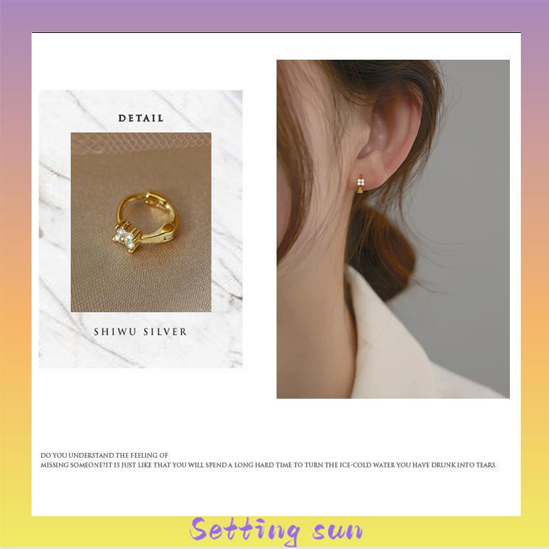 1 Pasang Anting Hoop Zirkon Mini Berlapis Emas 14K Anting Tindik Huggie Anting Tulang Rawan TN