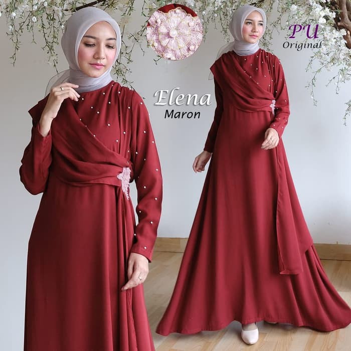 ELENA SYARI (PU) BAJU MAXI DRESS MUSLIM GAMIS WANITA MURAH KEKINIAN