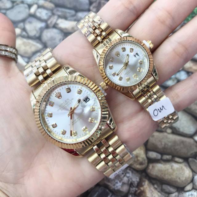 Jam Tangan Couple Rolex Rantai Tanggal Aktif New