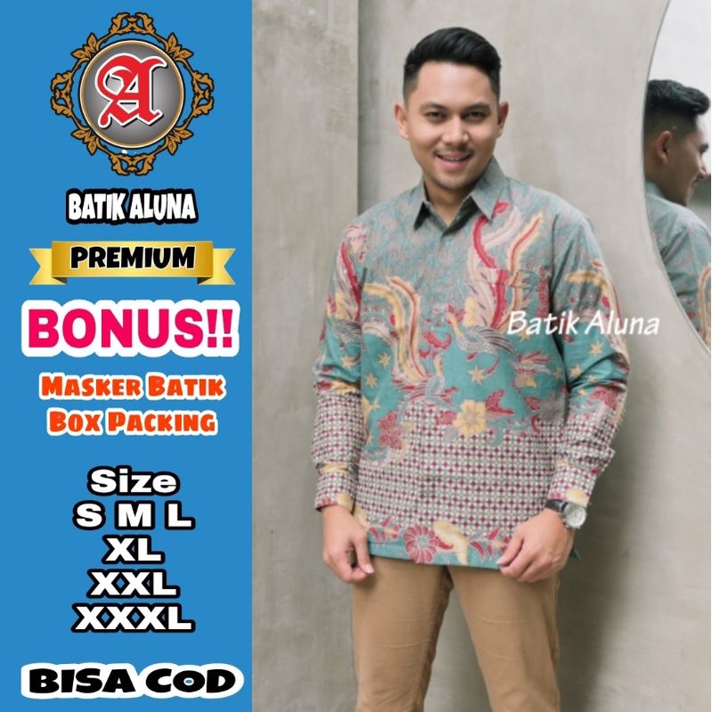 Baju Batik Pria Premium Lengan Panjang Full Furing Batik Solo Pekalongan Batik Reguler Batik Aluna P