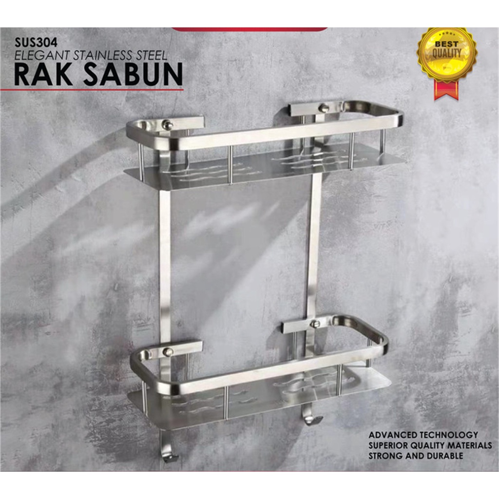 Rak Serbaguna / Tempat Sabun Shampo 2 Susun Stainless SUS 304