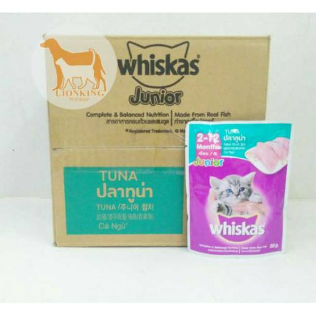 WHISKAS SACHET JUNIOR TUNA (1 DUS) | Makanan Kucing