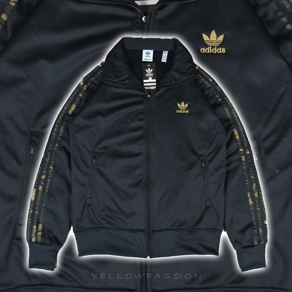 adidas superstar track top black gold