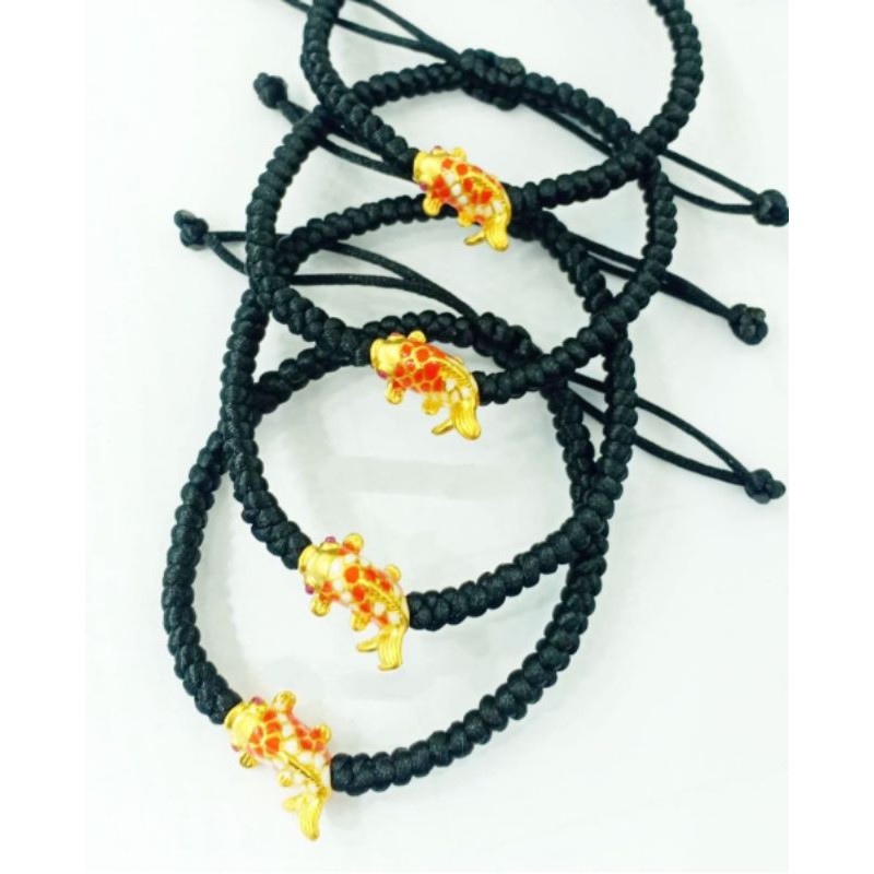 gelang tali china HONGKONG 24K 999 charm ikan koi full cat original kado unik murah baby wanita pria