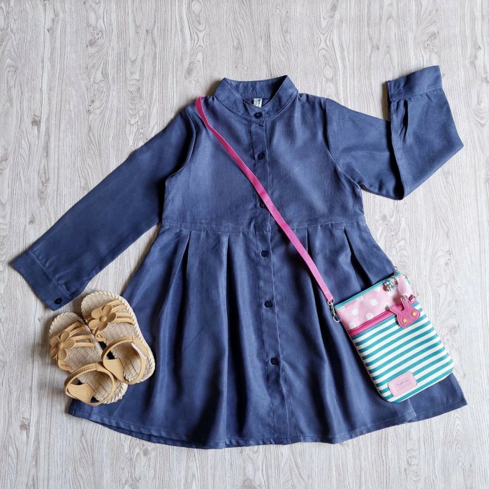 Baju Anak Tunik Milea Dress Tunik Anak Perempuan Usia 8 - 11 tahun - navy, 4