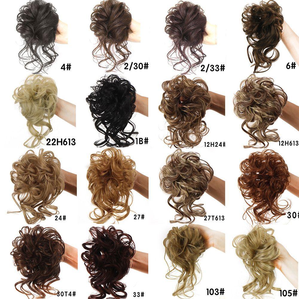 Mxbeauty Wig / Rambut Palsu Sintetis Model Bun Keriting Messy 22 Warna Untuk Wanita