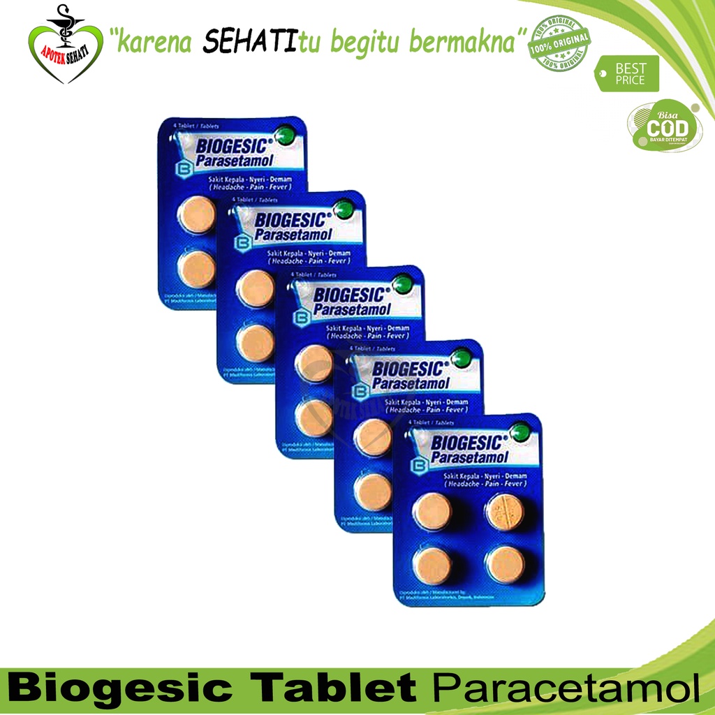 Biogesic Tablet 4 S - Obat Demam-Panas-Sakit Kepala-Gigi