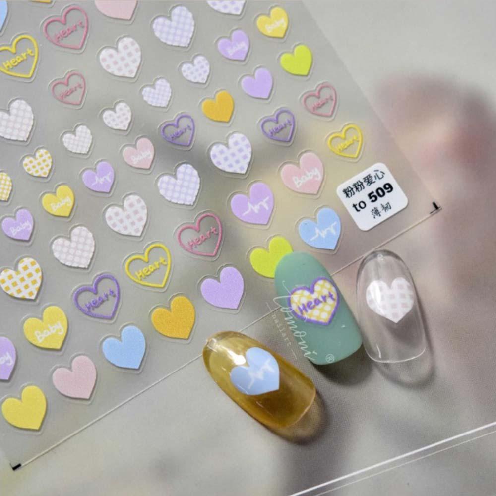 Mxbeauty Cinta Hati Stiker Kuku Gaya Jepang Slider Decals Perekat DIY Nail Art Aksesoris