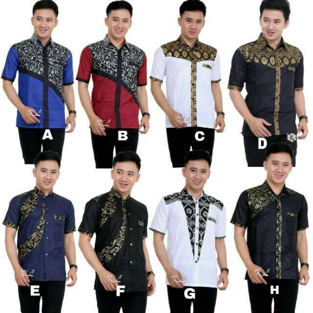 BSWART Batik HRB026 Kenongo Hem Pendek Padi Pekalongan M L XL Batik Pria MURAH Modern Grosir