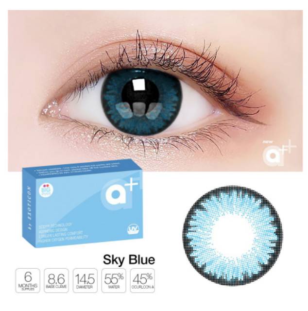 Softlens a+ BIG original/soflen warna bulanan x2 a+ big  BIG EYES kadar air tinggi normal s/d -6.00