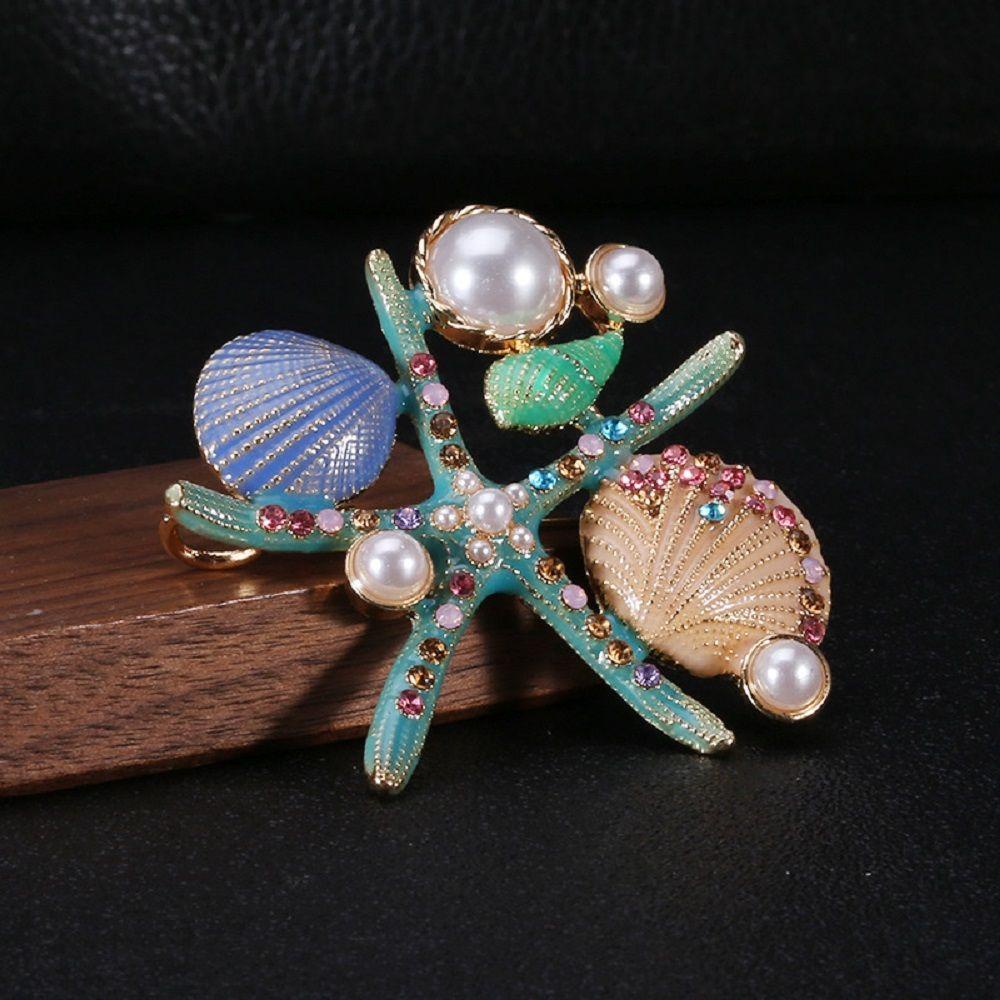 PREVA 1pc Enamel Sea Star Brooches Ornaments Jewelry Badge Alloy Accessories