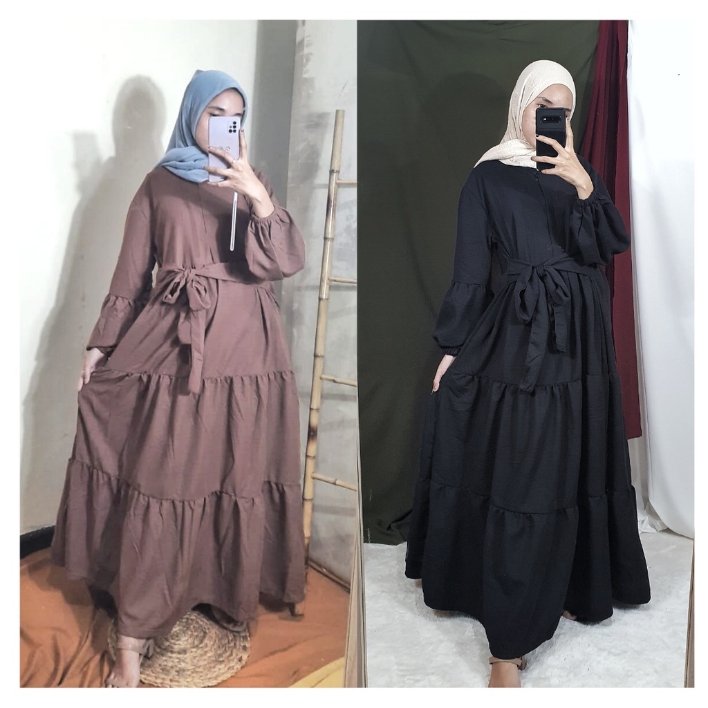 Gamis Wanita BUSUI Lengan Panjang Fashion Muslim Syifha Fit  L-XL Lingkar Dada 105cm Panjang 135cm