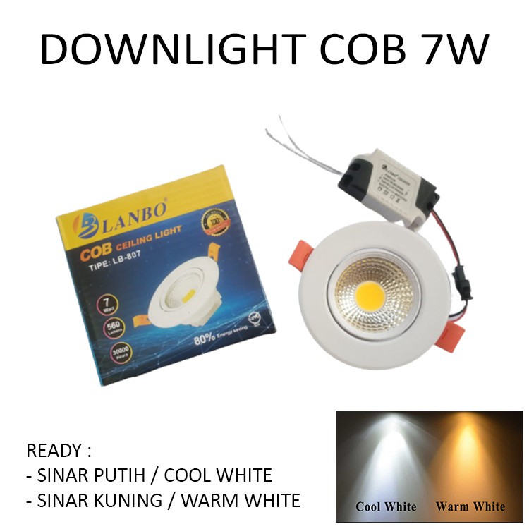 Lampu Downlight LED Spot Sorot COB 7 / 5 W Watt 7w  /5w 7watt-IBZ