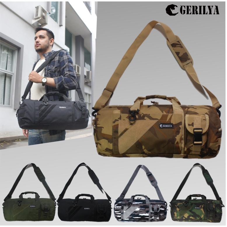 Tas Travel bag selempang army tactical  Duffle bag  tas traveling tas pakaian  Tas Gym  Travex  Multifungsi, Gerilya