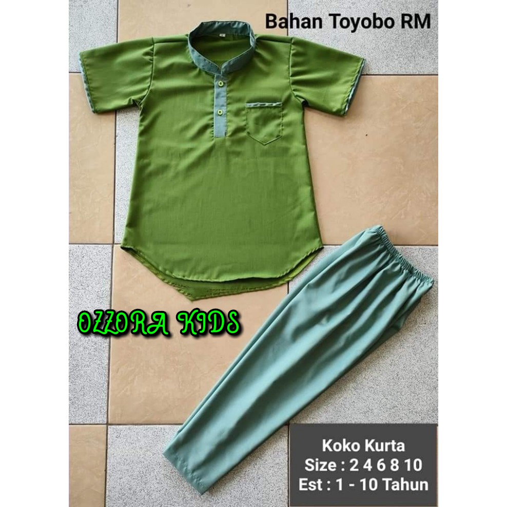 Baju Koko kurta anak setelan usia 1-10 tahun bahan toyobo PREMIUM lengan pendek