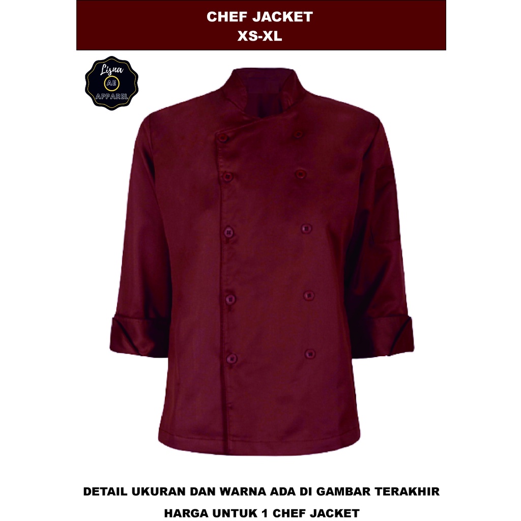 Baju Koki Masak Chef Jacket Ukuran XS-XL