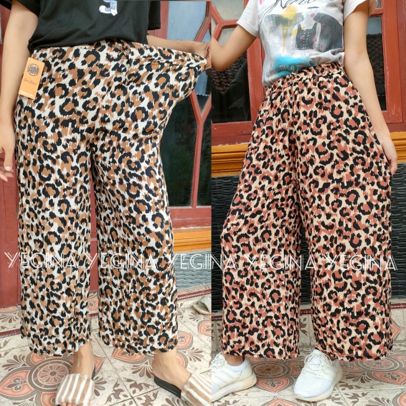 KULOT LEOPARD MACAN PANJANG WANITA BAHAN RAYON PREMIUM UKURAN JUMBO STANDAR/CELANA HARIAN BASIC KULOT PINGGANG FULL KARET BISA COD