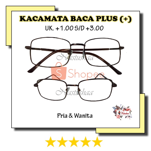 KACAMATA LENSA PLUS +100 s/d +3.00 UNTUK BACA RABUN DEKAT BINGKAI METAL KOTAK LENSA GRADASI COKLAT UNTUK PRIA DAN WANITA NOCASE