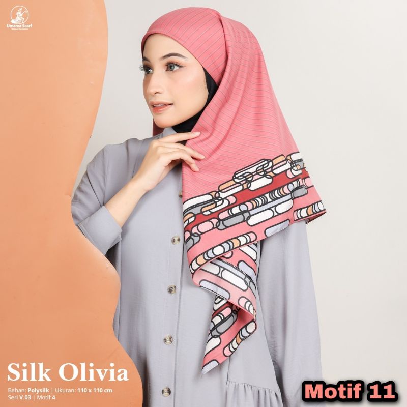 Jilbab Umama Silk Olivia Original PREMIUM Motif Modern Kerudung Segi Empat