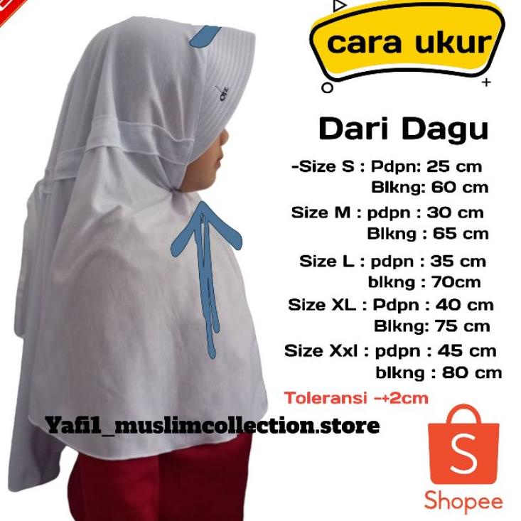 (PALING DIMINATI) RABBANI/JILBAB ANAK SEKOLAH ( SIZE S ) USIA TK MODEL SERUT BELAKANG PITA TUTUP/INN
