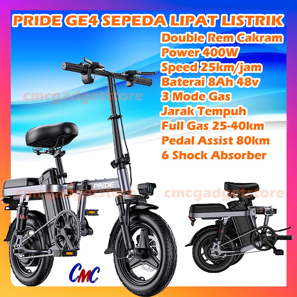 Sepeda Lipat Listrik GDS Electric Bicycle 4 Heavy Shock