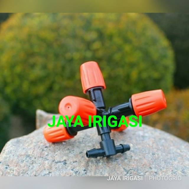 SPRINKLER SPRAYER 5 WAY FOGGER HEAD NOZZLE MIST NOZZLE MISTING + NEPEL TEE UNTUK SELANG PE 7MM