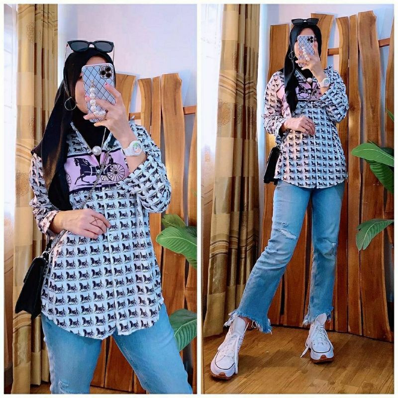 Kemeja Hemess, KEMEJA WANITA SUPER DUPER CANTIK MURAH MODIS BAHAN KATUN SILKY IMPORT LD 110 OOTD