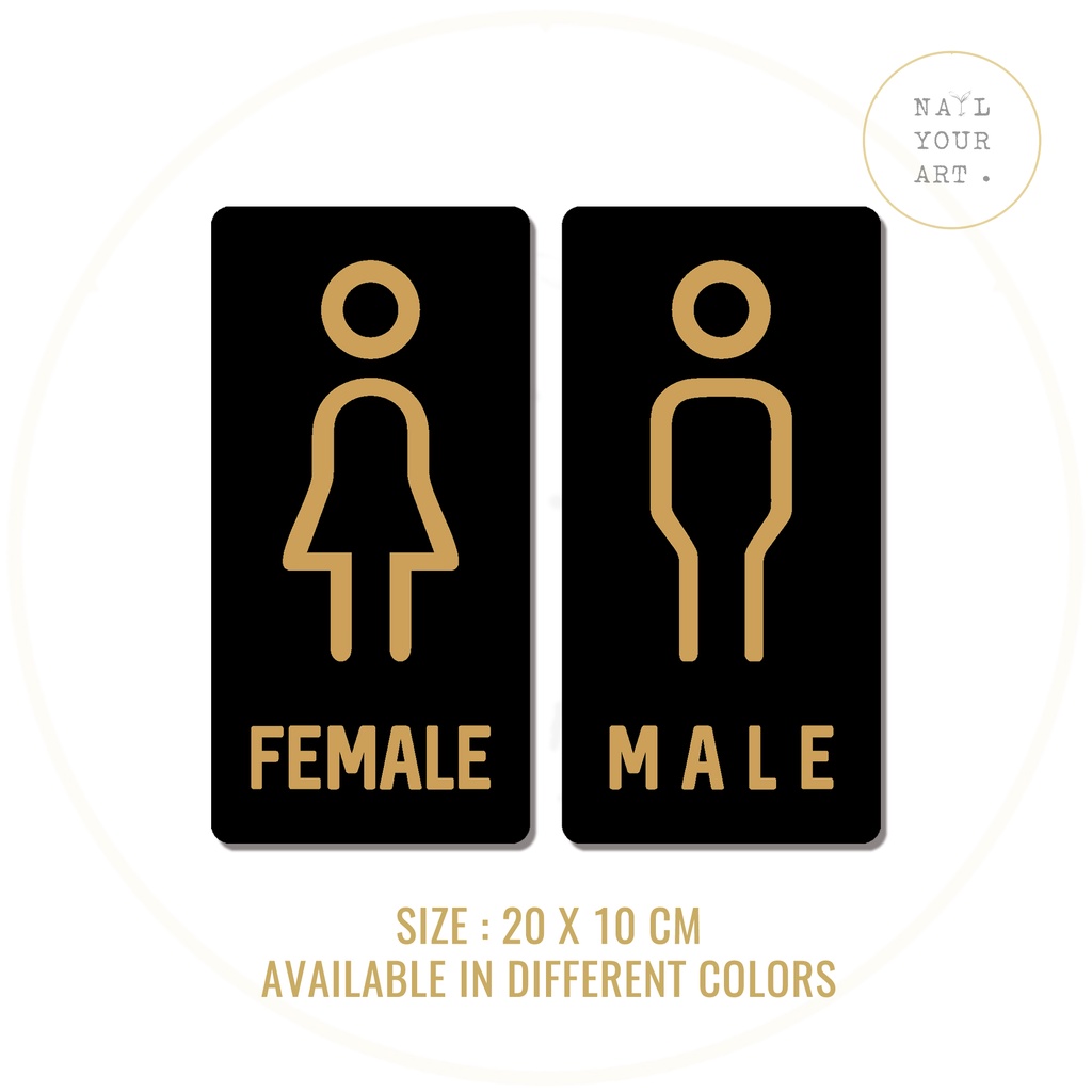 Sign Akrilik Toilet - MALE &amp; FEMALE SET - Pilihan Warna