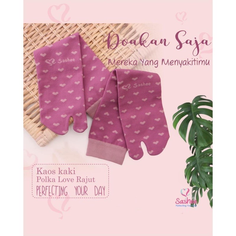 Kaos Kaki Jempol Muslimah Motif Polka Love Sashee Kaoskaki Polkalove Nylon Spandex Panjang 32cm