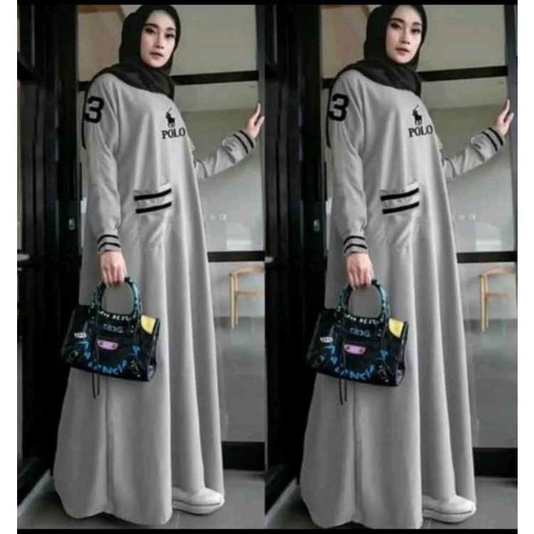 Dress combat Wanita Muslim//Dress Maksi//Gamis Kaos Tebal
