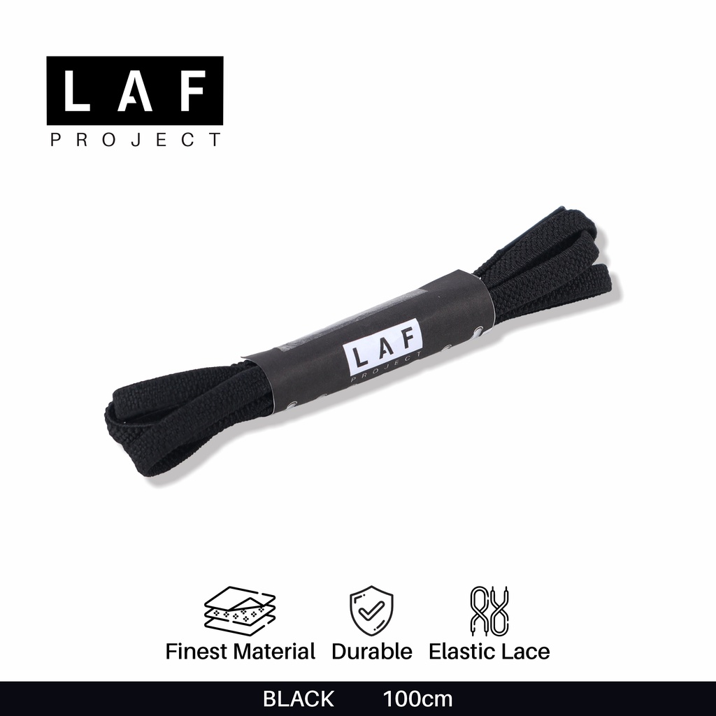 Tali Sepatu Elastis Gepeng Karet Lentur Shoelaces Premium 100cm Hitam LAF Project